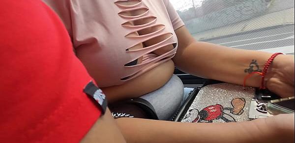  Wife with pasties cut up shirt and no bra in public